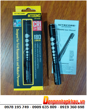 Nitecore MT-06MD  _Đèn pin siêu sáng Nitecore MT-06MD với 180Lumens chiếu xa 100m, Đèn pin Bác Sỹ soi Tai mũi Họng