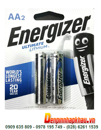 Energizer L91-BP2; Pin Lithium AA Energizer L91-BP2 chính hãng (Xuất xứ Singapore) Loại Vỉ 2viên
