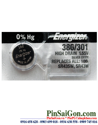 Energizer SR43SW _Pin 386; Pin đồng hồ 1.55v Silver Oxide Energizer SR43SW,386/301