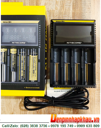 Máy sạc Pin AA-AAA-C Nitecore D4 với 02 Kênh, tự ngắt điện, Màn hình LCD, Sạc 1,2,3,4 Pin NiMh,NiCd,Lithium Li-Ion