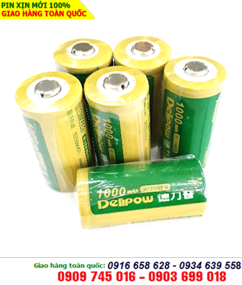 Delipow CR123A Lithium Li-Ion Rechargeable 3.6v-1200mAh Battery