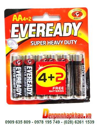 Eveready 1215-BP6; Pin AA 1.5v Eveready 1215-BP6 Heavy Duty _Made in Indonesia | Vỉ 6viên