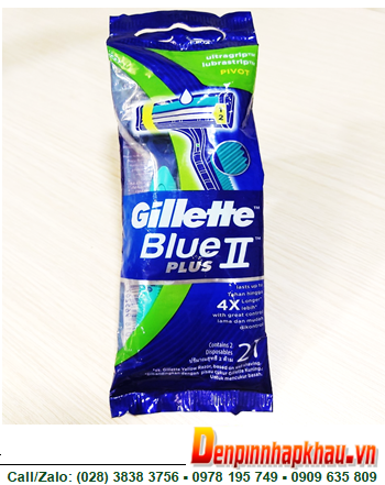 Gillette Blue II Plus, Dao cạo râu 02 lưỡi cạo Gillette Blue II Plus / Gói 2 cây dao chính hãng