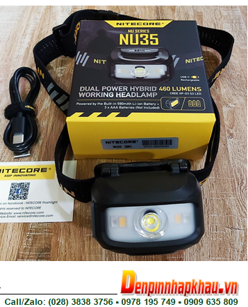 Nitecore NU35, Đèn pin đội đầu/ đeo trán Nitecore NU35 XP-G3 S3 chính hãng