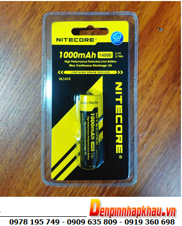 Nitecore NL1410 (14500); Pin sạc 3.7v 14500 Lithium Nitecore NL1410 (AA 1000mAh, Nội trở 3.42Wh) chính hãng