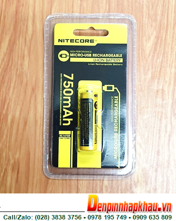 Nitecore NL1475R; Pin sạc 14500 Lithium 3.7v Nitecore NL1475R AA750mAh 2.7Wh /Thân có cổng sạc USB-Type C