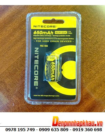 Nitecore NL169; Pin sạc 3.6v-3.7v 16340 Lithium Li-ion Nitecore NL169 (950mAh Nội trở 3.7Wh) chính hãng