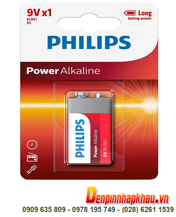 Pin Philips 6LR61P1B/97; Pin 9v Alkaline Philips 6LR61P1B/97 chính hãng _ Vỉ 1viên