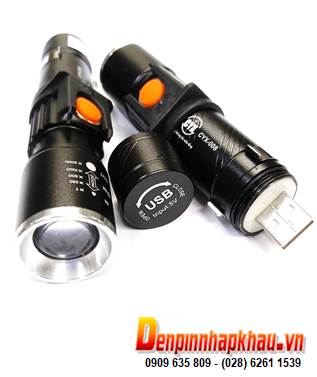 Đèn pin siêu sáng Police CYX-008 bóng XML-T6 Creeled, cổng sạc USB