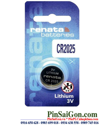 Renata CR2025, Pin Lithium 3.0v 165mAh Renata CR2025 chính hãng _Xuất xứ Thụy Sỹ (Loại Vỉ 1viên)
