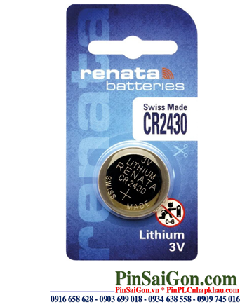 Renata CR2430; Pin 3v lithium Renata CR2430 (Loại Vỉ 1viên) _Xuất xứ Thụy Sỹ