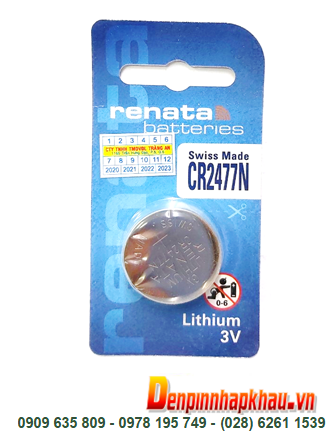 Pin CR2477N Pin Renata CR2477N; Pin 3v lithium Renata CR2477N _Xuất xứ Thụy Sỹ _Vỉ 1viên