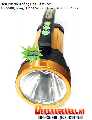 Đèn pin siêu sáng TD-6688 bóng LED 50W, chiếu xa đến 500m