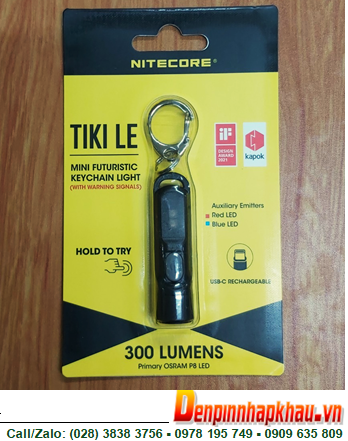 Nitecore TIKI LE, Đèn pin siêu sáng móc khóa Nitecore TIKI LE (Bóng LED TRẮNG, ĐỎ, XANH, cổng sạc USB) chính hãng