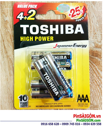 Pin AAA Alkaline 1.5v Toshiba LR03GCNN-BP6 chính hãng (Vỉ 6 viêin)