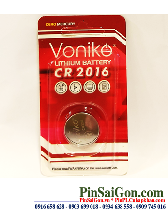 Voniko CR2016 _Pin đồng xu 3v lithium Voniko CR2016 chính hãng (Loại vỉ 1viên)