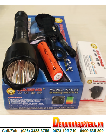 Đèn pin siêu sáng Wasing WFL-H6 bóng Cree LED chiếu sáng 800Lumens